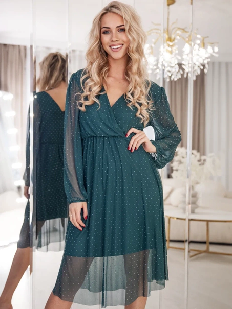 Krótka sukienka z falbanką i wiązanym dekoltem Olivia