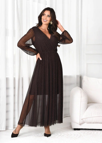 Krótka sukienka z falbanką i wiązanym dekoltem Olivia