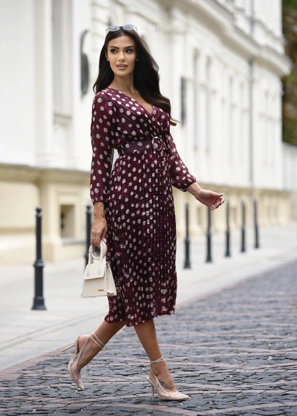 Krótka sukienka z falbanką i wiązanym dekoltem Olivia