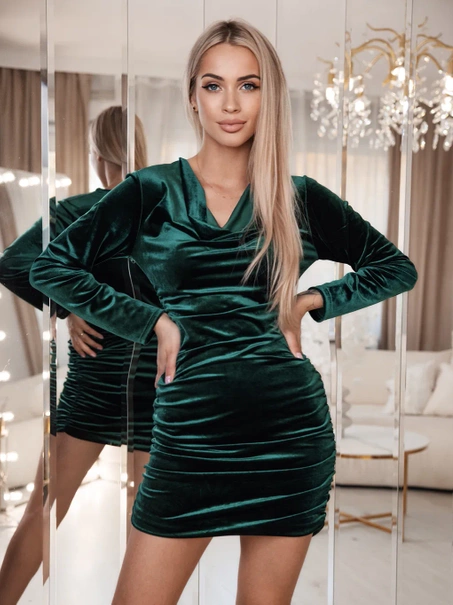 Krótka sukienka z falbanką i wiązanym dekoltem Olivia