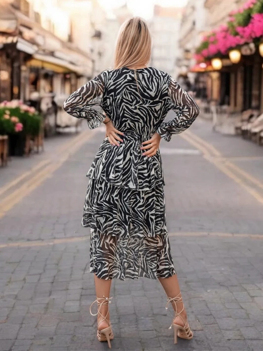 Sukienka midi z falbankami Ravenna