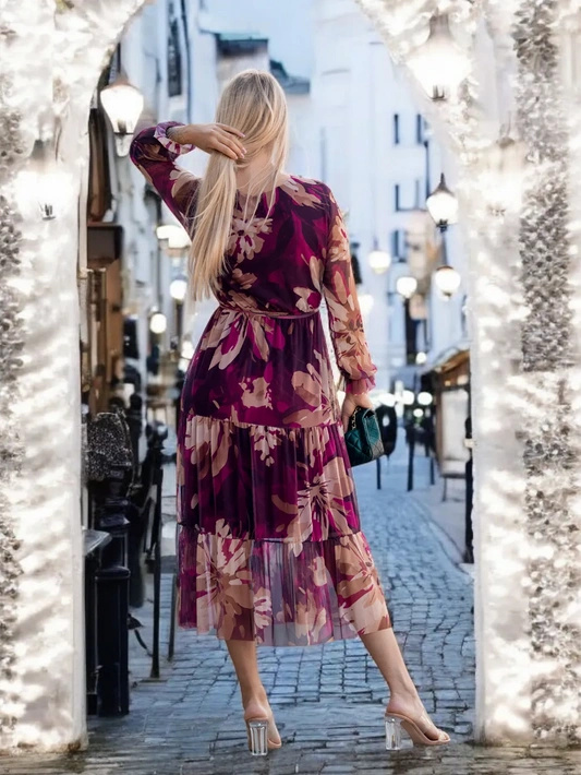 Wzorzysta sukienka midi Capri