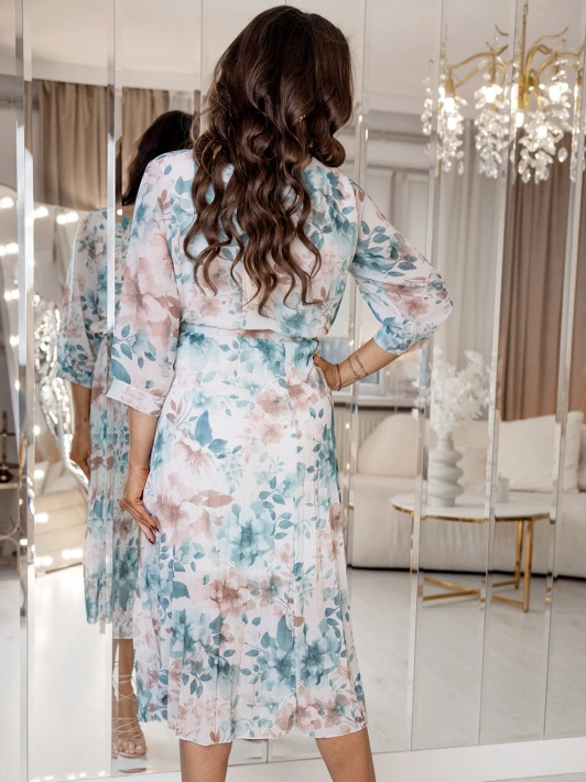 Plisowana sukienka midi z paskiem Rafaella