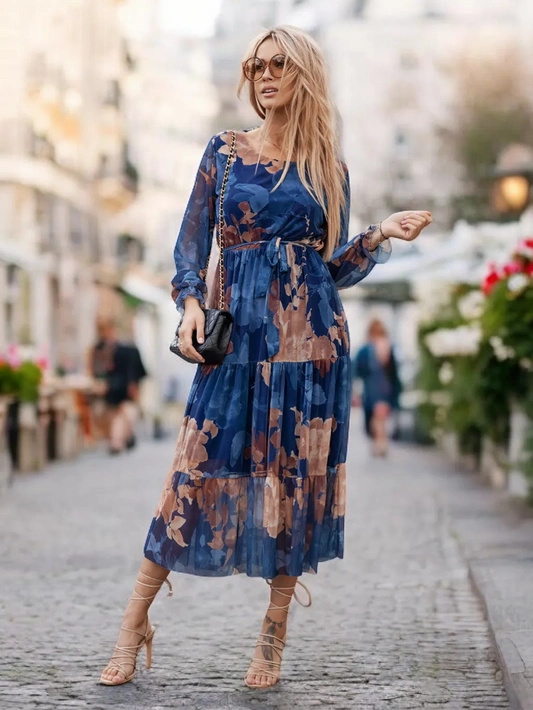 Długa wzorzysta sukienka Como