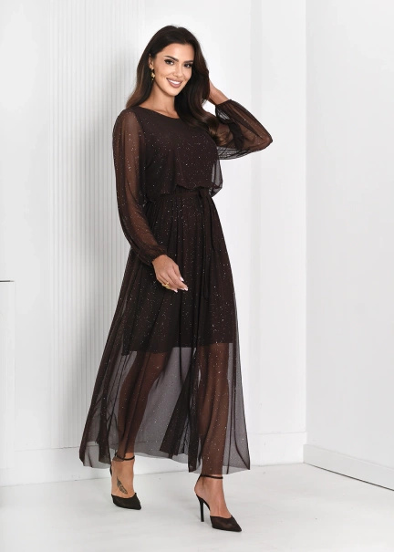 Krótka sukienka z falbanką i wiązanym dekoltem Olivia