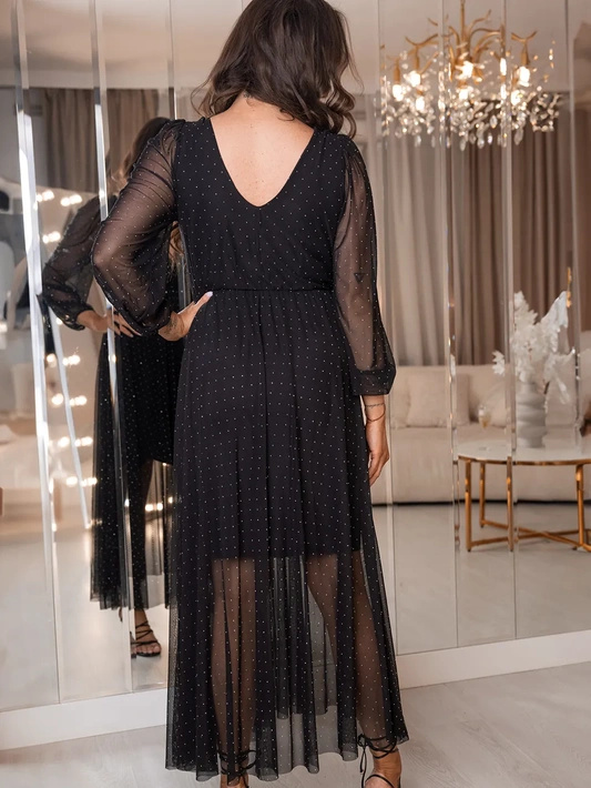 Krótka sukienka z falbanką i wiązanym dekoltem Olivia