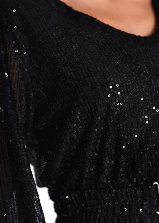 Połyskująca sukienka do kolan z paskiem Ciao Bella