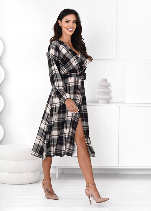 Wzorzysta sukienka midi Marsala