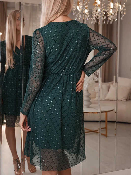 Krótka sukienka z falbanką i wiązanym dekoltem Olivia