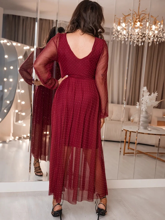 Długa sukienka z transparentnym dołem Luna