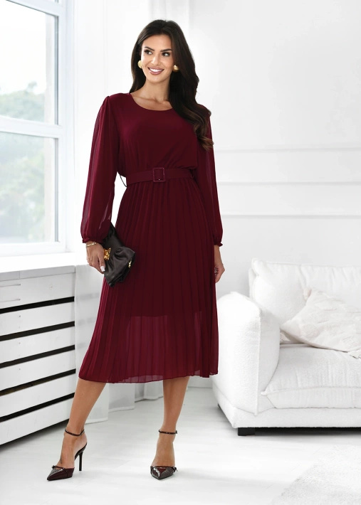 Sukienka plisowana Eleganza z paskiem