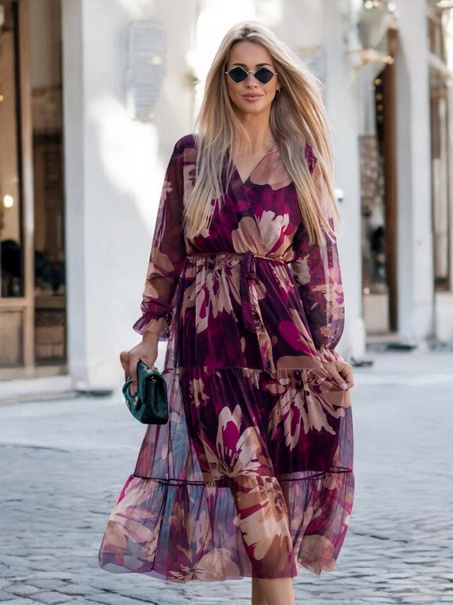 Wzorzysta sukienka midi Capri