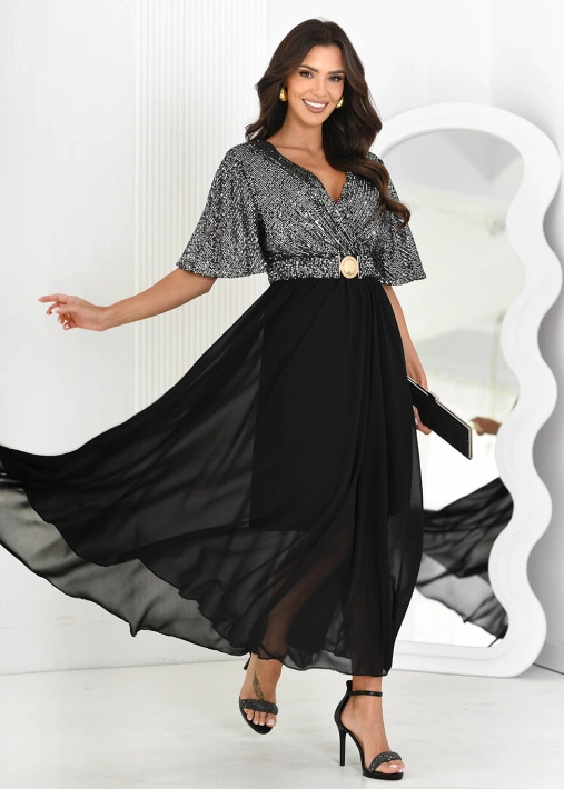 Krótka sukienka z falbanką i wiązanym dekoltem Olivia