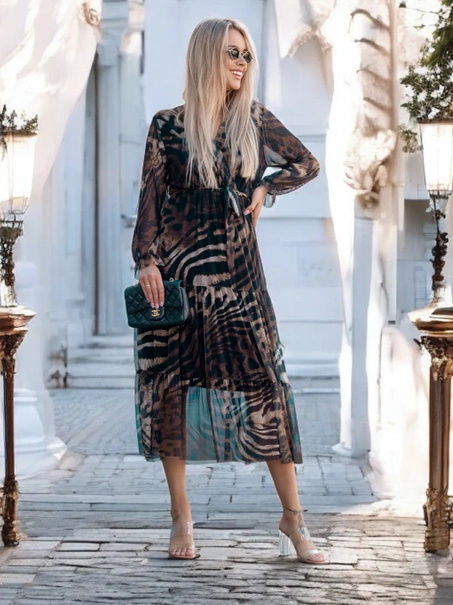 Wzorzysta sukienka midi Capri