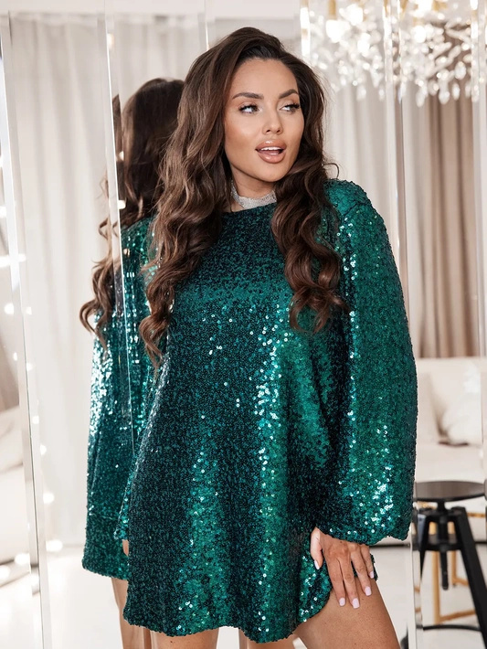 Krótka sukienka z falbanką i wiązanym dekoltem Olivia