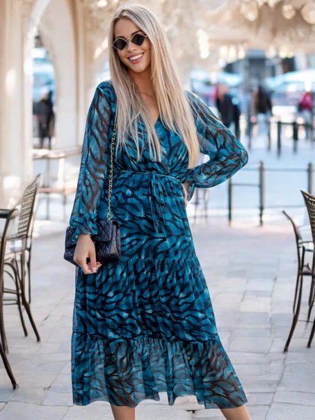 Wzorzysta sukienka midi Capri