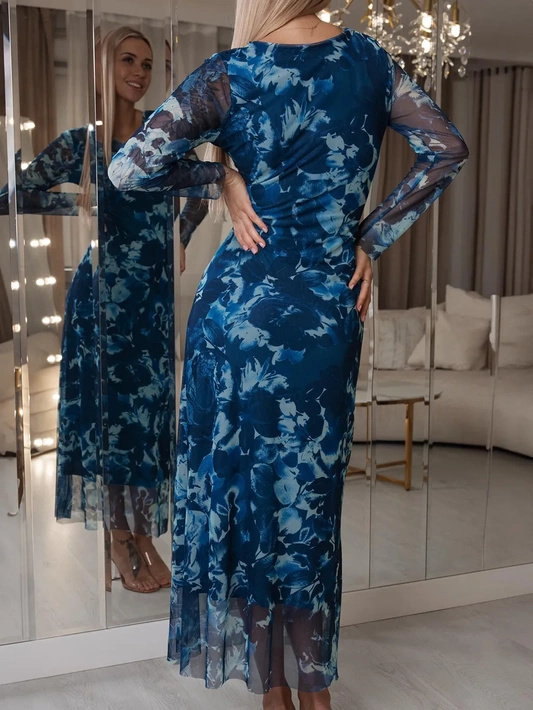 Długa wzorzysta sukienka Lucrezia