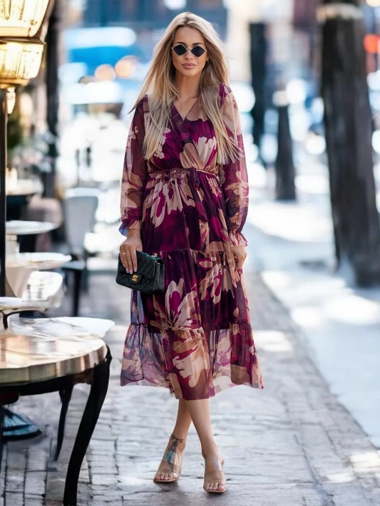 Wzorzysta sukienka midi Capri