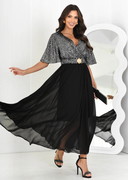 Krótka sukienka z falbanką i wiązanym dekoltem Olivia