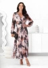 Długa wzorzysta sukienka z dekoltem na plecach Georgina