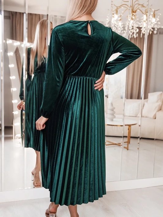 Welurowa plisowana sukienka midi Nina