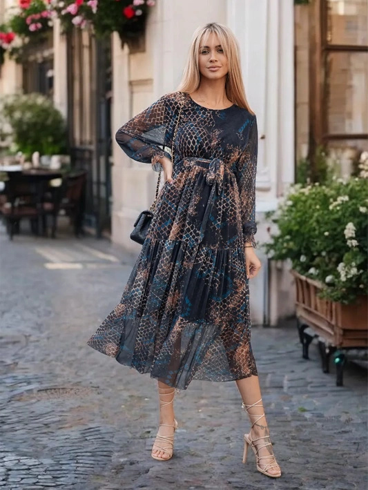 Długa wzorzysta sukienka Como