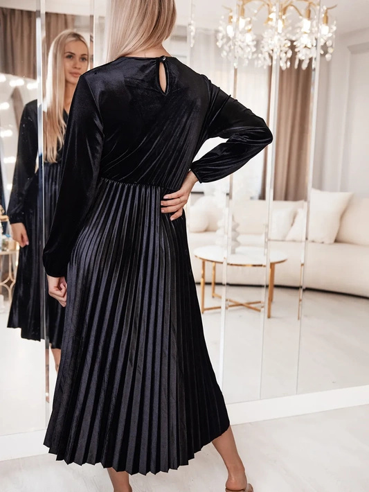 Welurowa plisowana sukienka midi Nina