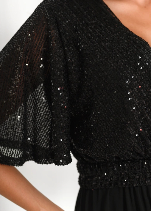 Długa sukienka z cekinową górą Soft Touch