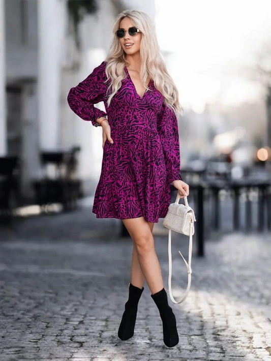 Krótka sukienka z bufiastymi rękawami Samanta