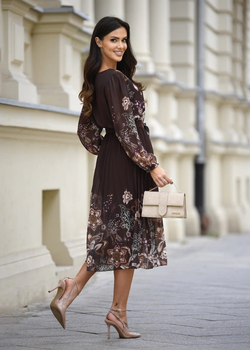 Krótka sukienka z falbanką i wiązanym dekoltem Olivia