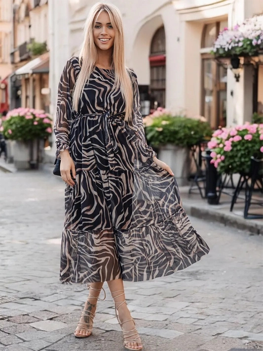 Długa wzorzysta sukienka Como