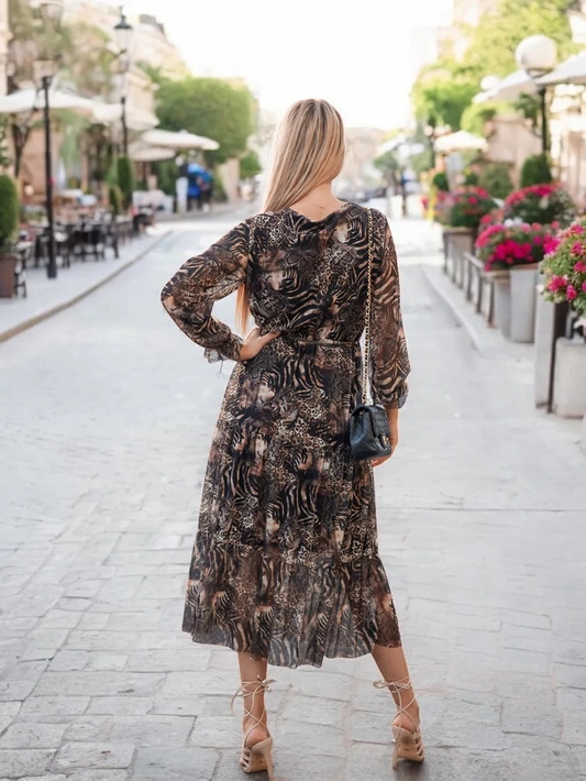 Długa wzorzysta sukienka Como