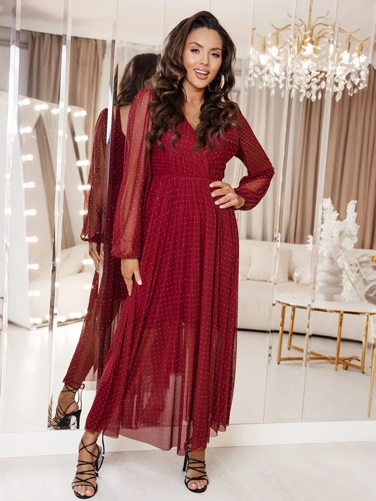 Długa sukienka z transparentnym dołem Luna