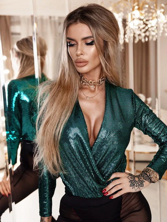 Eleganckie połyskujące body Fabrizia