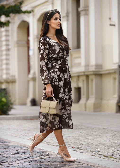 Krótka sukienka z falbanką i wiązanym dekoltem Olivia