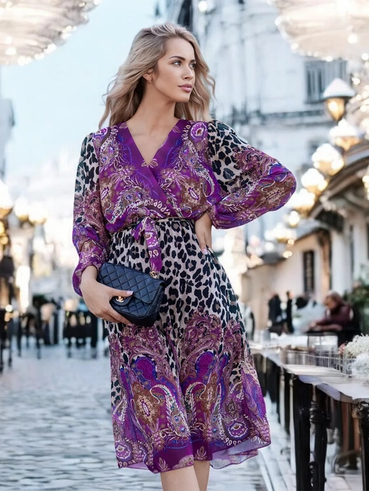 Wzorzysta sukienka midi Asti