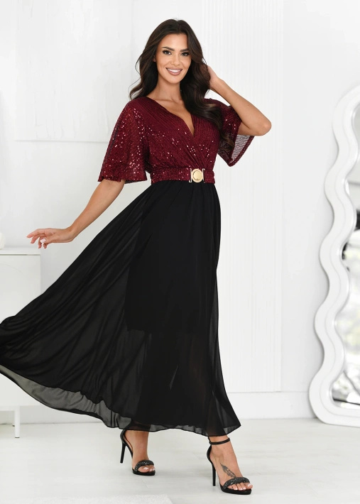 Krótka sukienka z falbanką i wiązanym dekoltem Olivia