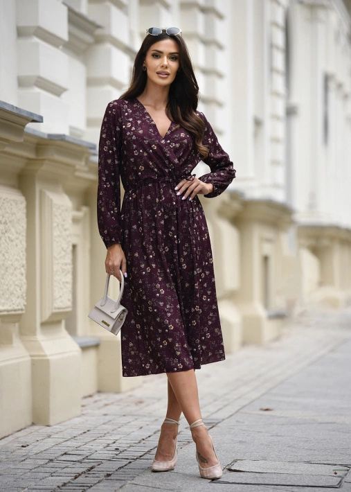 Krótka sukienka z falbanką i wiązanym dekoltem Olivia