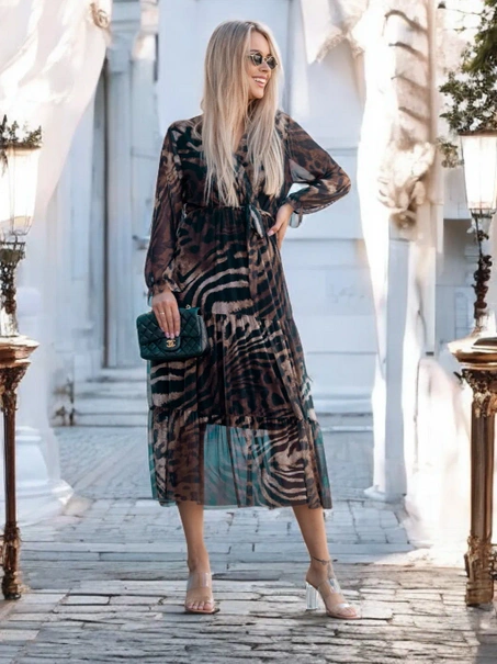 Wzorzysta sukienka midi Capri