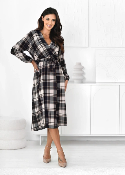 Wzorzysta sukienka midi Marsala