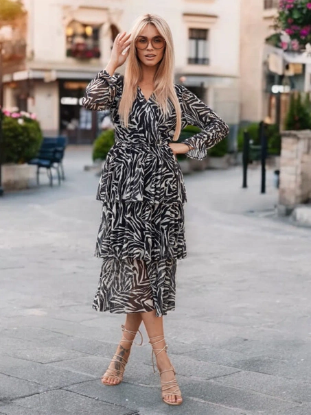 Sukienka midi z falbankami Ravenna