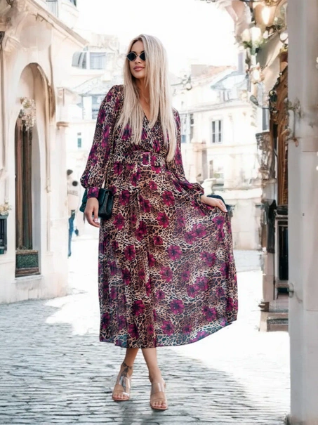 Długa sukienka z paskiem Livorno