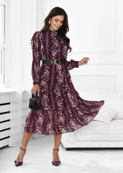 Elegancka sukienka midi z paskiem Viva