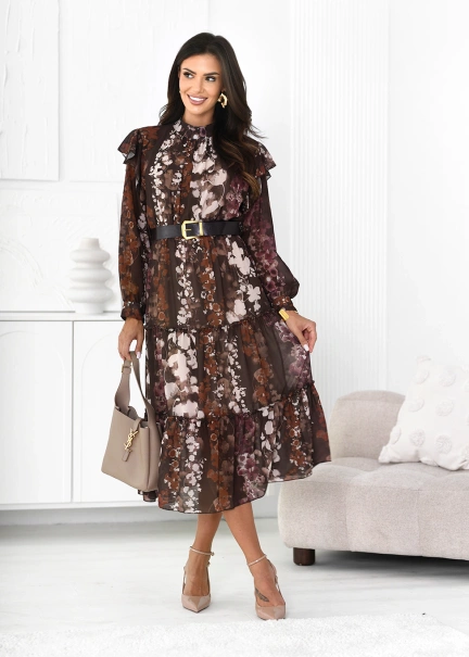 Elegancka sukienka midi z paskiem Viva