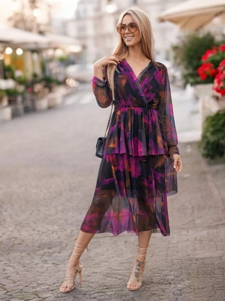 Sukienka midi z falbankami Ravenna