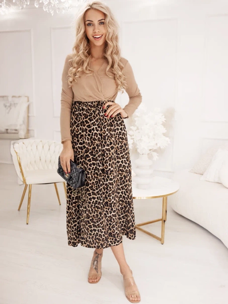 Sukienka midi w panterkę Emilia