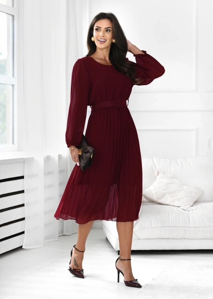 Sukienka plisowana Eleganza z paskiem